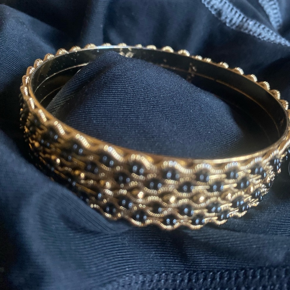 Gold Chain-Textured Bangle Bracelet - Women Jewelry